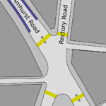 Amhurst - Rectory road: today's geometry, sketched using the Land Registry and the aerial photos